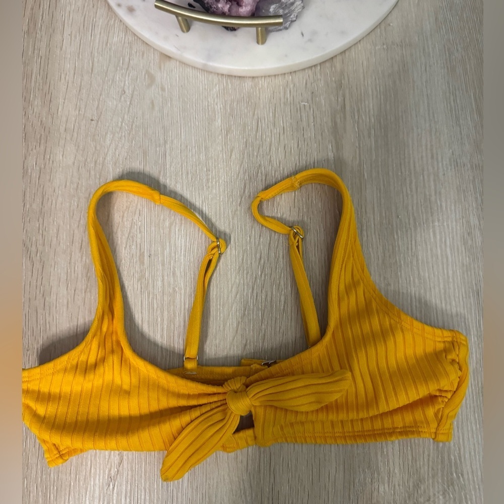 Mustard Yellow Ribbed Bikini Top